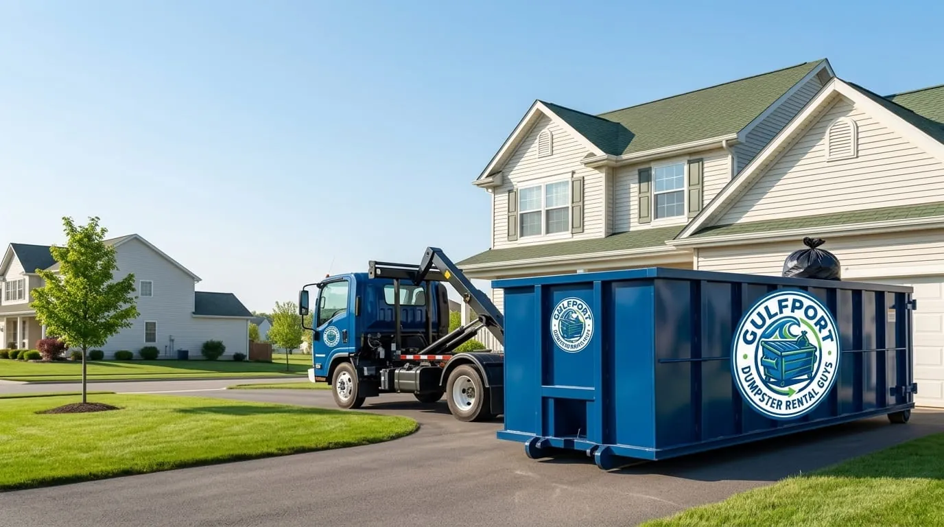 Aerial view of a Gulfport MS neighborhood served by Gulfport Dumpster Rental Guys