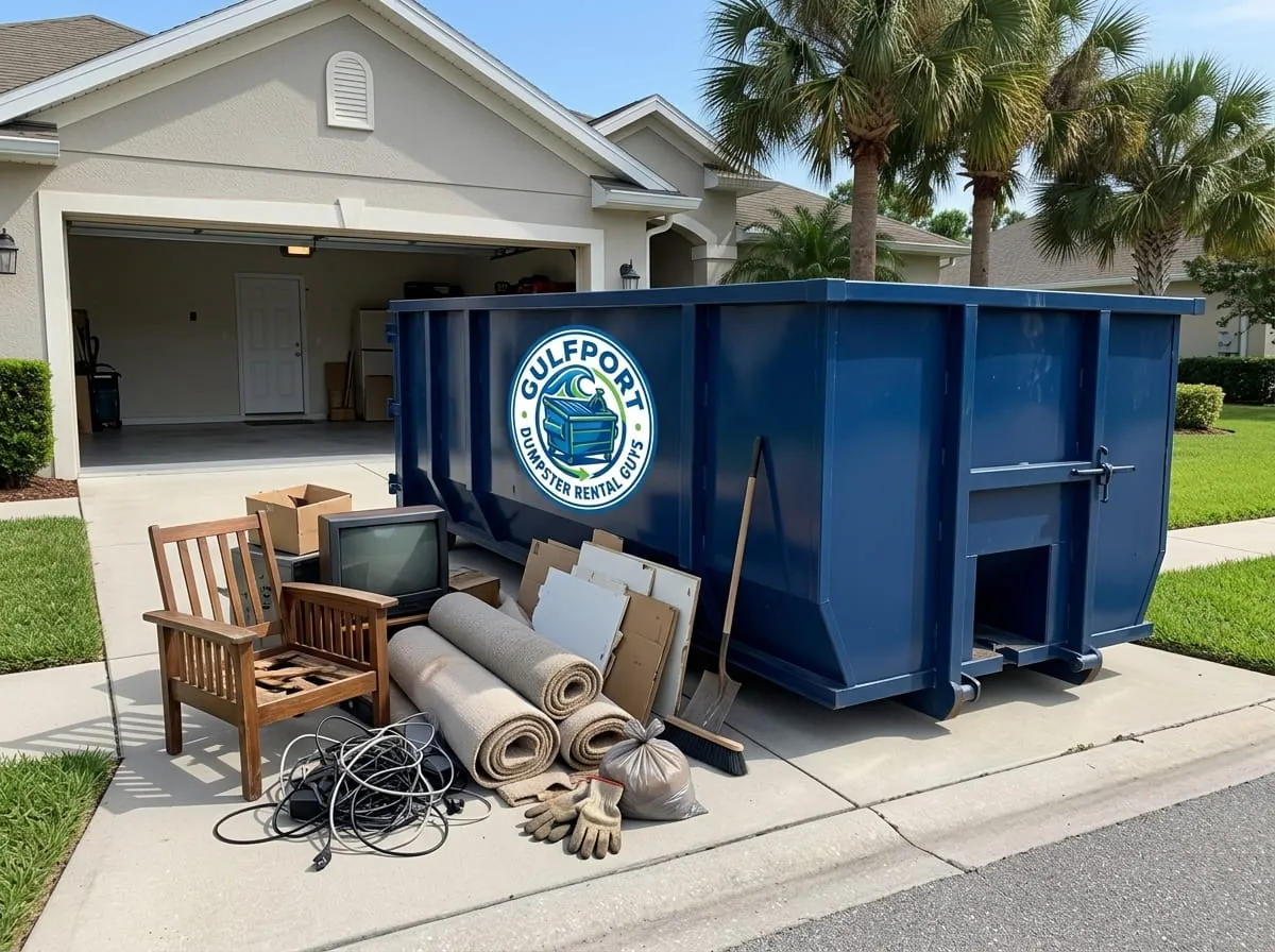 10 yard dumpster used for a small home cleanout in Gulfport, MS